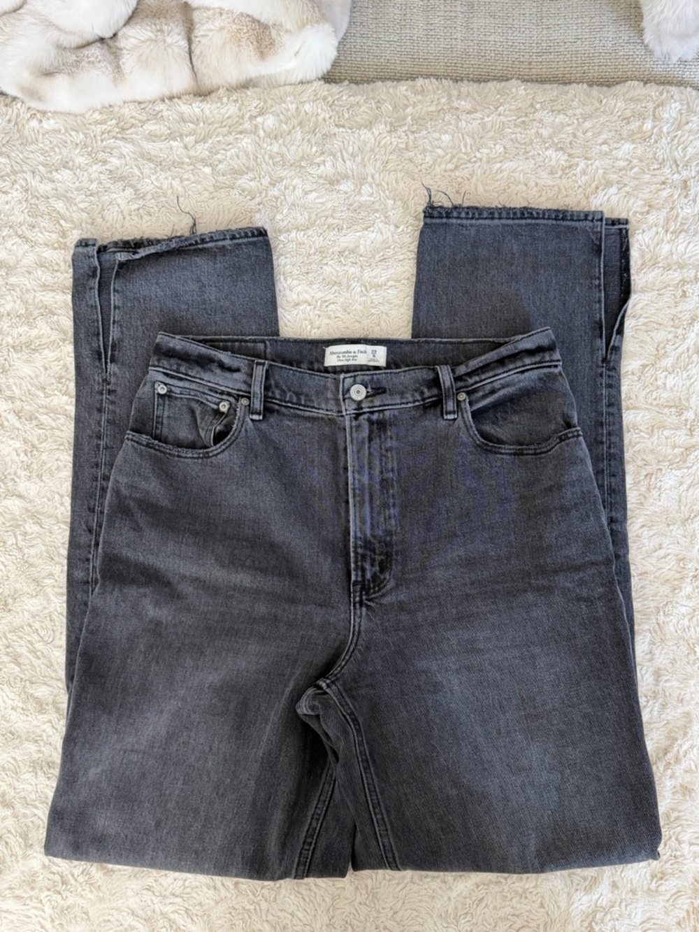 Abercrombie & Fitch Charcoal Straight Leg Split Hem Jeans 8L